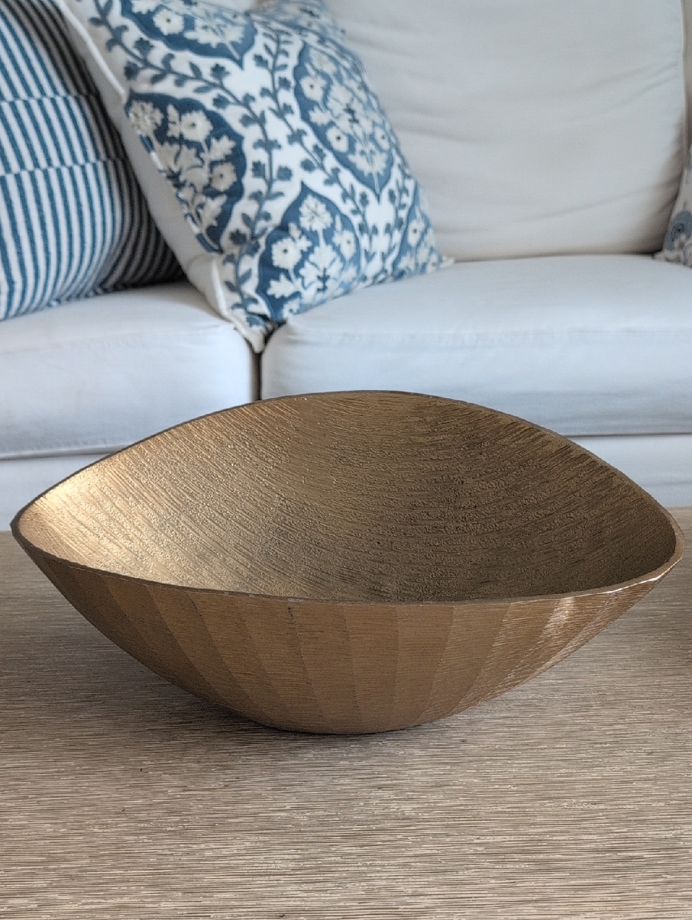 Gold Decorative Aluminum Textured Large Bowl